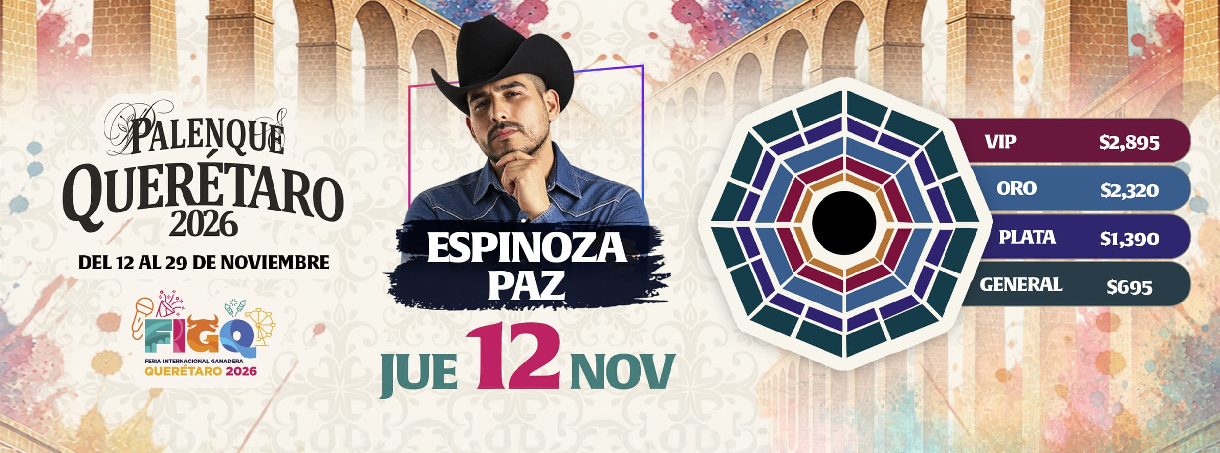 boletos Espinoza Paz Palenque Querétaro 2026